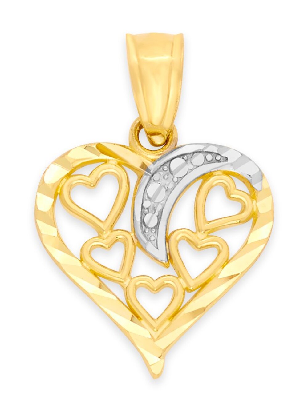 Solid 14k Gold Heart Pendant with Diamond-Cut Details - Jewelry Gifts for Women